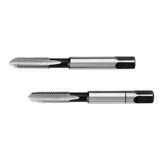 Facom 227_12X175T2 steel threading taps, side angle, set of two, silver and black.