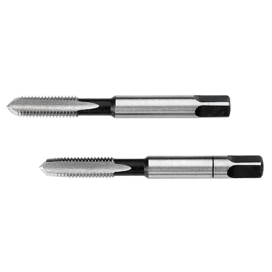 Facom 227_7X100T2 set of two metal threading taps, straight flute design, shown on white background, horizontal view.
