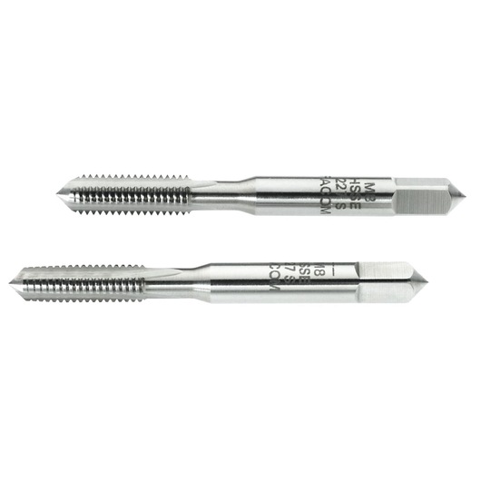 Facom 227_S8X125T2 metal threading taps set, silver finish, front angle on white background.