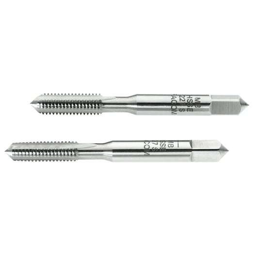 Facom 227_S9X125T2 metal tap set, two silver threading taps shown side view on white background.