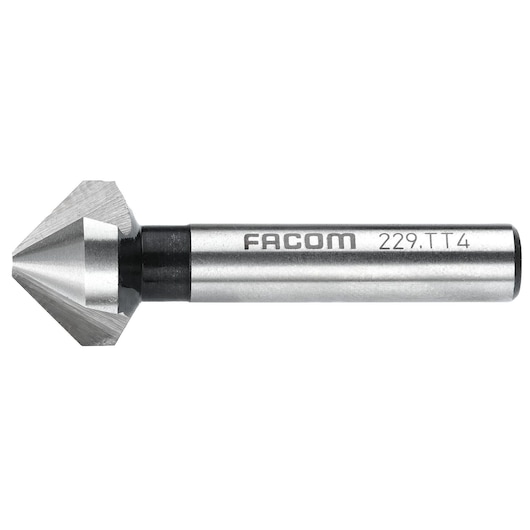 Facom 229_TT3 metal countersink bit, silver finish, side angle on white background.