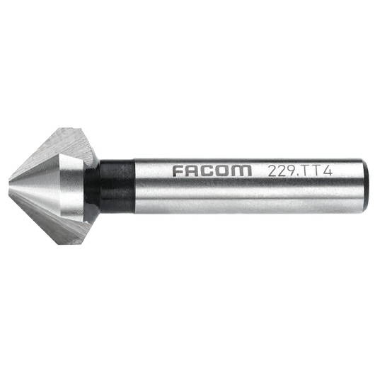 Facom 229_TT4 countersink bit, silver metal, side angle on white background.