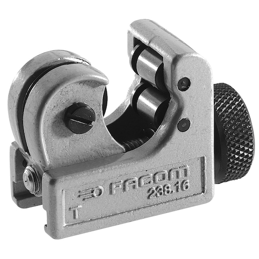 Facom pipe cutter tool, silver metal finish, close-up side angle, SKU 238B_16.