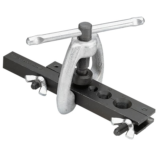 Facom 239 flaring tool with silver handle and black body, clamp and wingnut details, product photo on white.