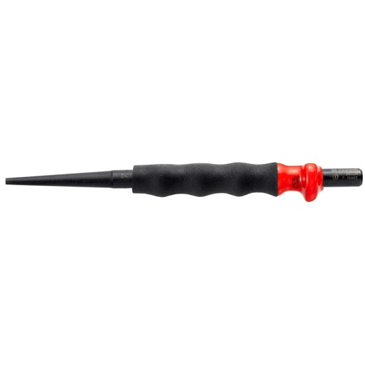 Facom tapered punch tool with black textured handle and red end, SKU 247_G6, side angle, photography