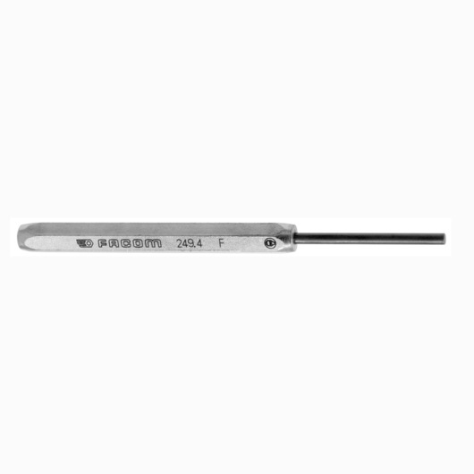 Photo of Facom 249_2 precision punch tool, metal, with hexagonal handle, side angle, white background.