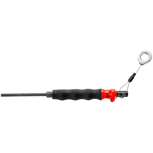 Facom 249_G2SLS insulated hex screwdriver with black and red ergonomic handle, lanyard attachment, side view.