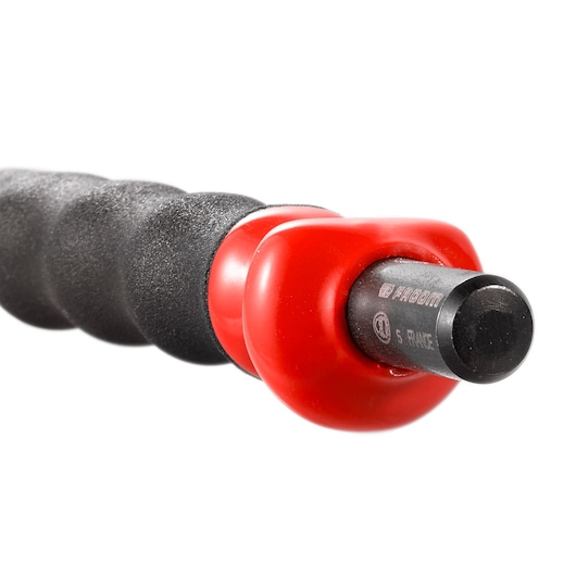 Facom 255_G4 hand tool with textured black handle and red collar, close-up on tip, white background.