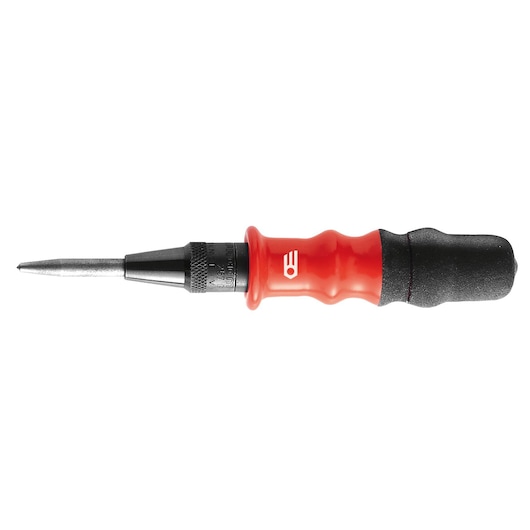 Facom 257.GPB automatic center punch with red ergonomic handle, side angle on white background.