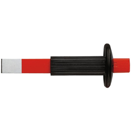 Facom chisel with black grip and guard, red shaft, SKU 259_P, photography, side view on white background.