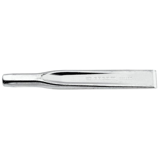 Facom 262A_20 flat metal chisel, silver finish, product photography, side angle on white background.