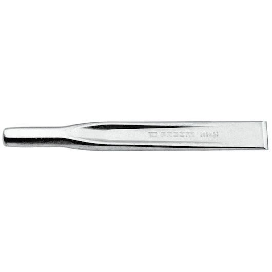 Facom 262A_25 flat steel chisel, silver, photography, side angle on white background.