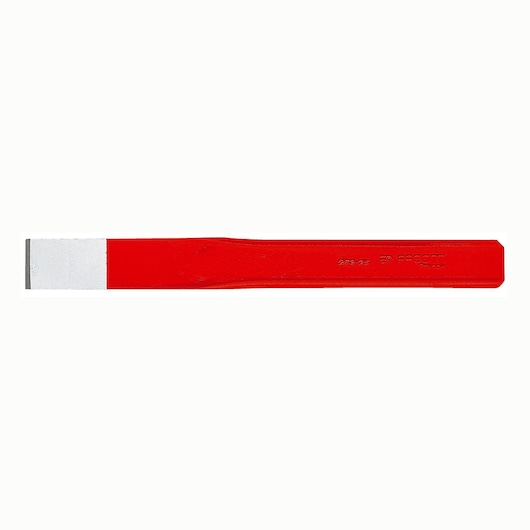 Facom 263_22 red flat cold chisel, side view on white background.