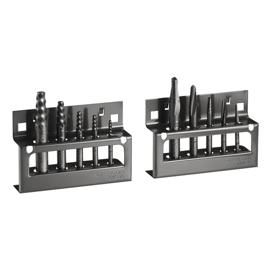 Facom 285JS10 metal drill bit holder and extractor set, front angle on white background.