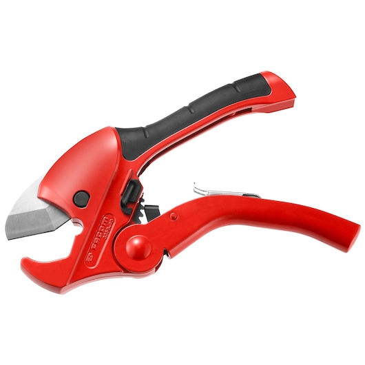 Facom 335B_40 red and black pipe cutter with ergonomic handle, side view on white background.