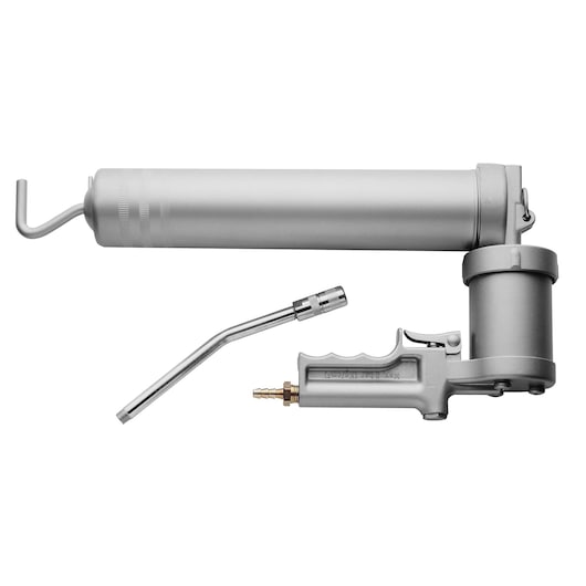 Facom 379A grease gun with metal handle and nozzle, side angle on white background.