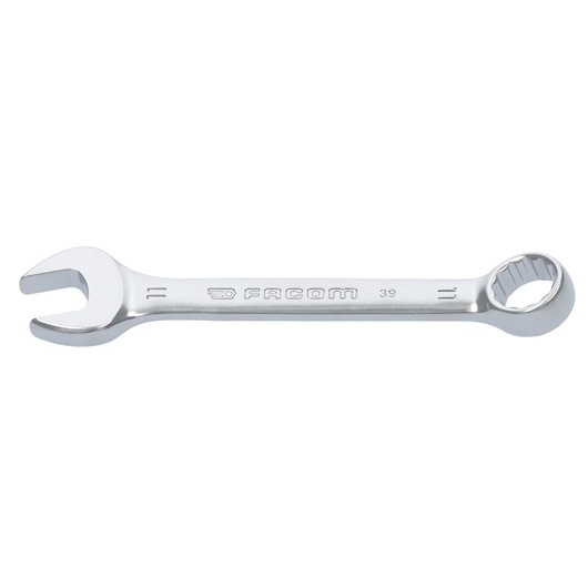 Facom 39_11 combination wrench, silver finish, product photography on white background, side view.