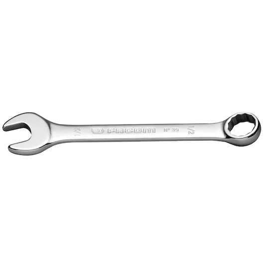 Facom 39_3_8 combination wrench with open and box ends, silver finish, photographed on white background.