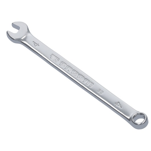 Facom 39_4H combination wrench, silver, open-end and box-end, angled view, on white background.