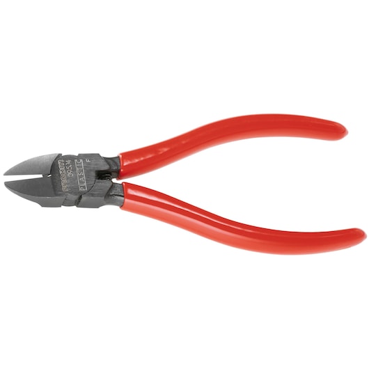 Facom 395_14 side cutting pliers with red handles, tool category, side angle on white background.