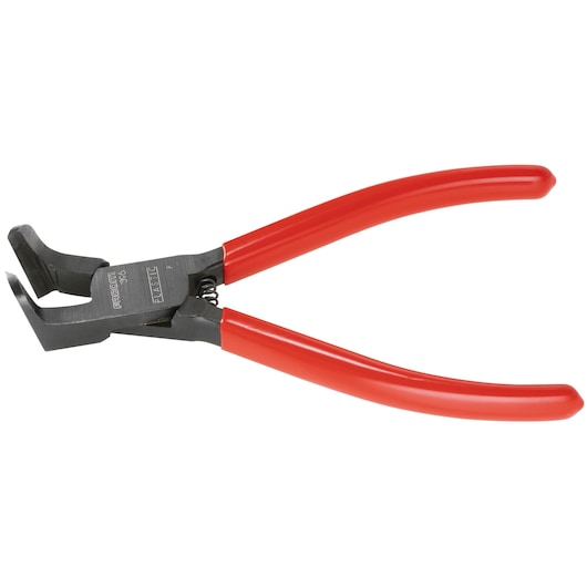 Facom 396 plastic cutting pliers with red handles, side angle on white background.