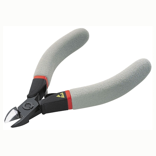 Facom 405_10E diagonal cutting pliers with grey textured handles, angled view on white background.
