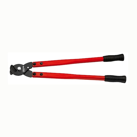 Photo of Facom 412_42 heavy-duty cable cutter with red handles and black grips, side view on white background.