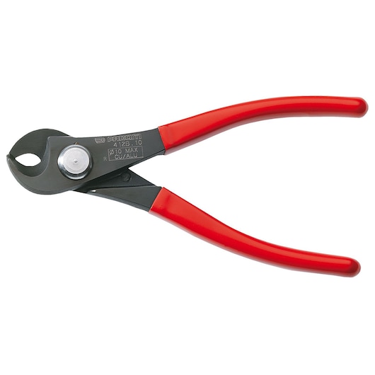 Facom cable cutter with red handles, model 412B_10, side view on white background.