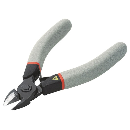 Facom 415_E diagonal cutting pliers with grey ergonomic handles, front angle on white background.