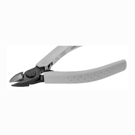 Facom 415_MT diagonal cutting pliers with gray handles, left angle, white background.