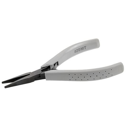 Facom 420_MT straight needle-nose pliers with grey ergonomic handles, side angle on white background.
