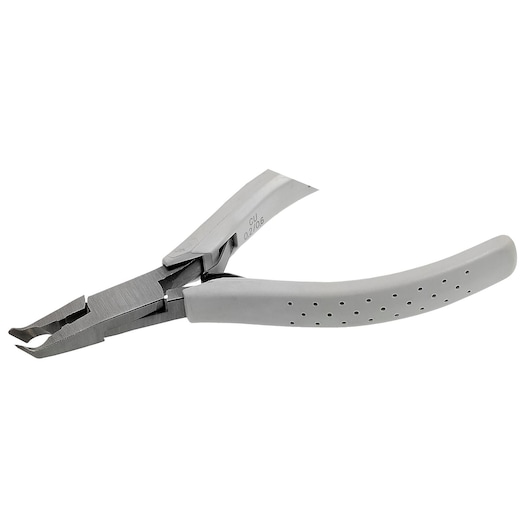 Facom 427_MT precision pliers with grey ergonomic handles, side angle, white background.