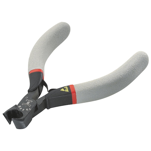 Facom 429_E side cutters photography, grey handles with red accent, angled on white background.