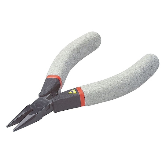Facom 432_E precision pliers with gray handles, black jaws, angled view, white background.