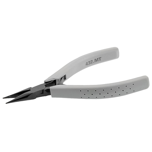 Facom precision long nose pliers with grey handles, SKU 432_MT, product side angle on white background.