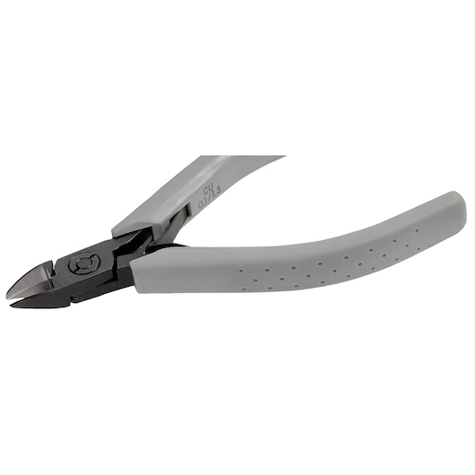 Facom 435_MT diagonal cutting pliers with gray handles, angled side view, white background.