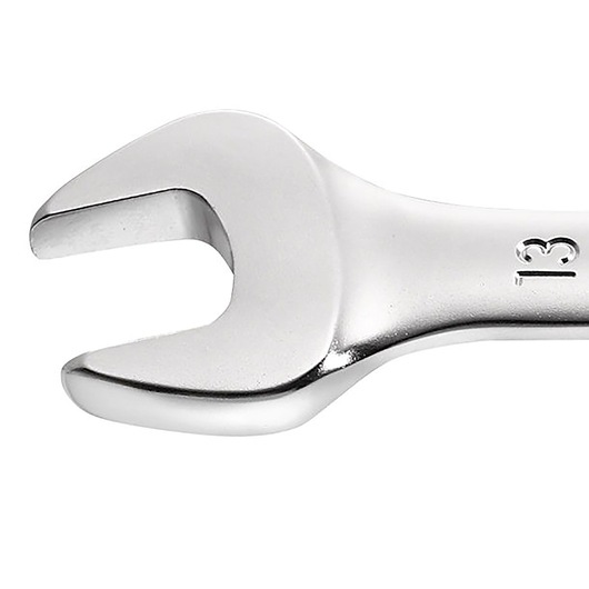 Photo of Facom open-end wrench, SKU 44_17X19, chrome finish, tool angled on white background.