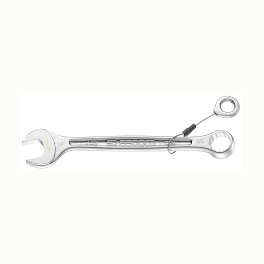 Facom 440.1/4SLS combination wrench with tether, silver finish, top view on white background