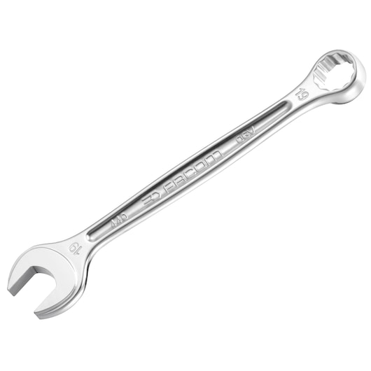 Facom 440_19 combination wrench, silver, size 19 mm, product photography, top angle, white background.