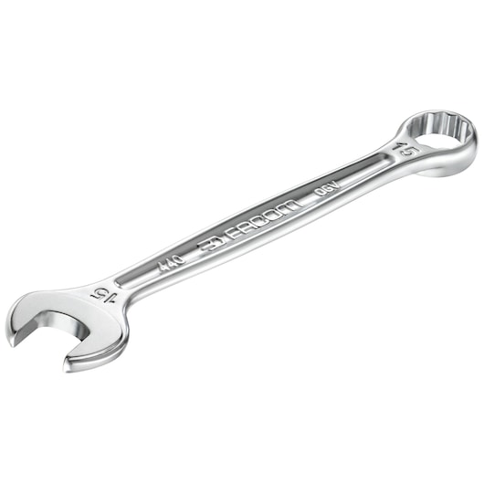 Facom 440_20 silver combination wrench, angled view, with open and box ends, size 15 visible.