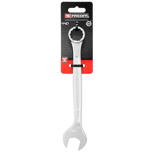 Facom 440_21PB_P1 21mm combination wrench with branded packaging, front view on white background.