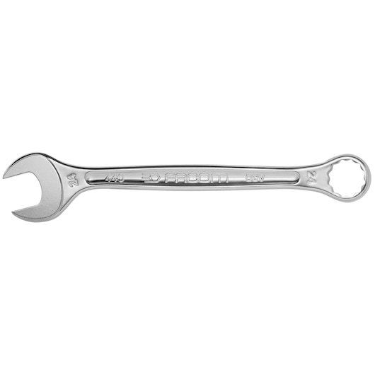 Facom 440_24 combination wrench with open and ring ends, silver finish, side view on white background.