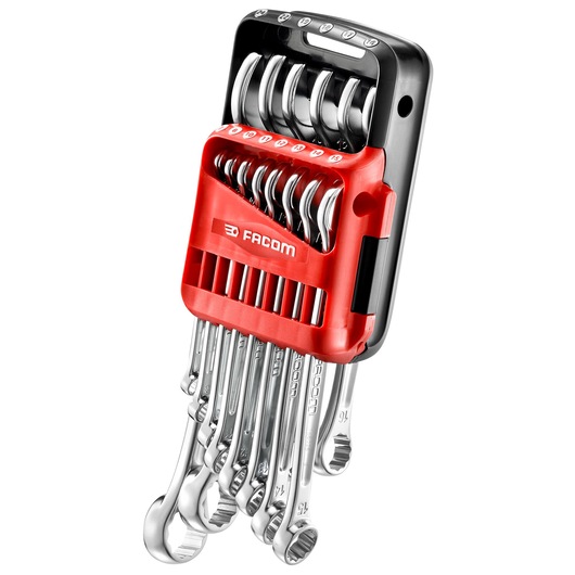 Combination wrench set, 14 pieces ( 8 to 24 mm) , holder