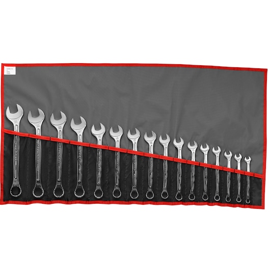 Combination wrench set, 17 pieces ( 1/4" to 1"1/4) - Rooling Bag