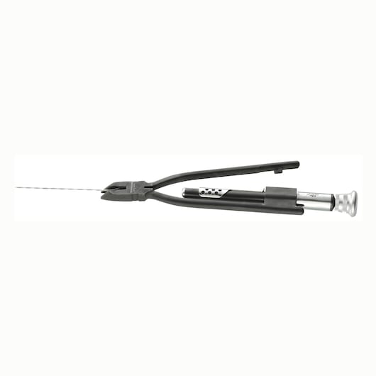 Facom 445_10DS wire twisting pliers, black with silver handle, side view on white background.