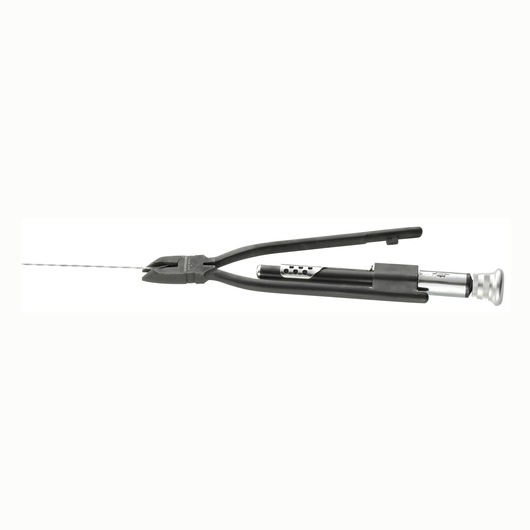 Facom 445_8DS safety wire twisting pliers, black and silver tool, side angle, on white background.