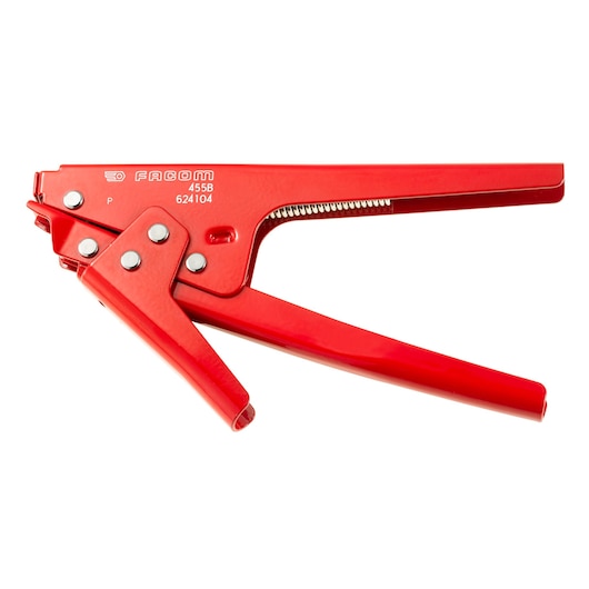 Facom 455B red cable stripping plier, side angle, metal construction, visible model number and branding.