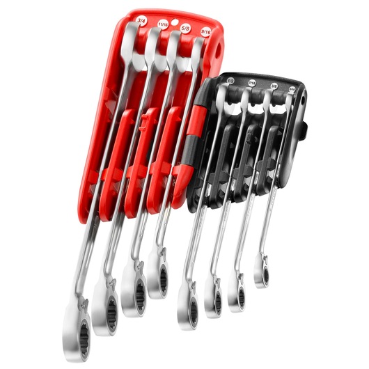 Reversible ratchet wrench set, 8 pieces ( 5/16" to 3/4") - Holder