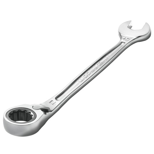 Facom 467B.17PB combination ratcheting wrench, silver finish, angled view on white background.