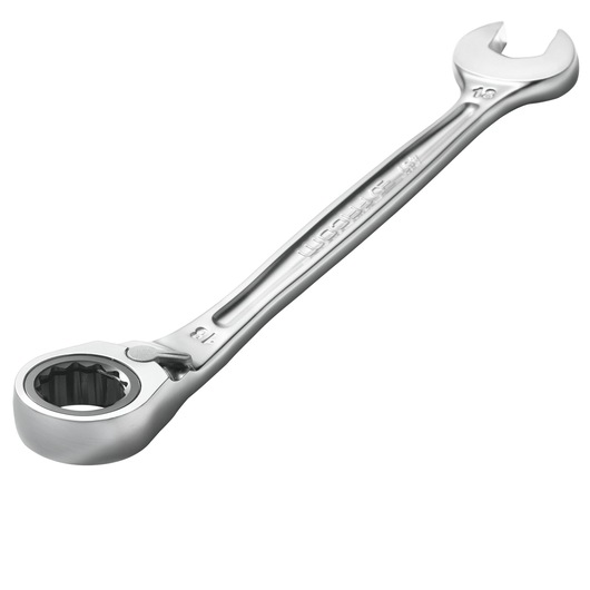 Facom 467B_36 combination ratchet wrench, silver finish, side angle, on white background